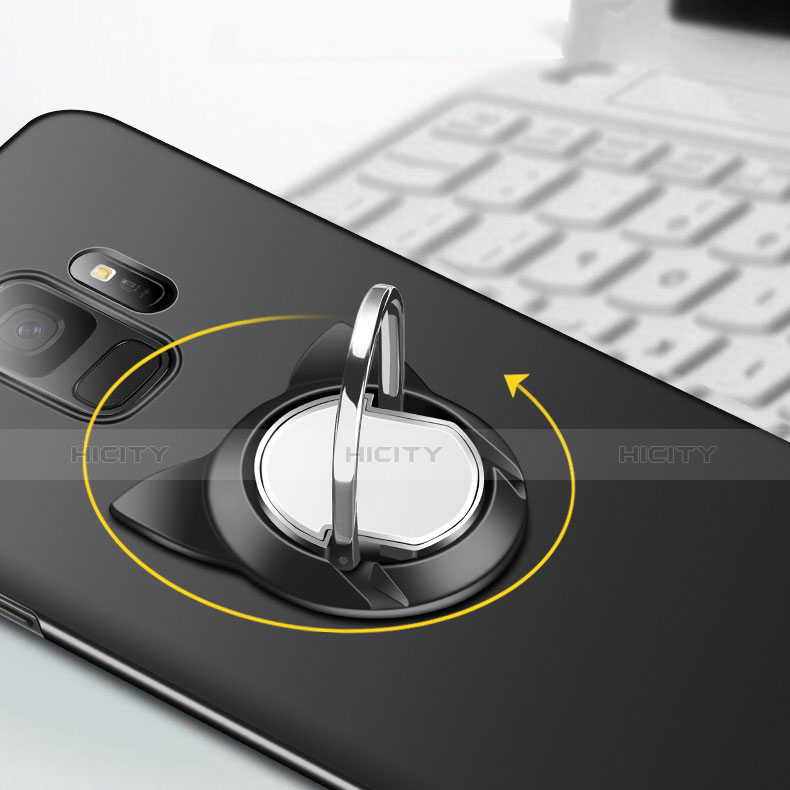 Custodia Plastica Rigida Opaca con Anello Supporto per Samsung Galaxy S9 Nero