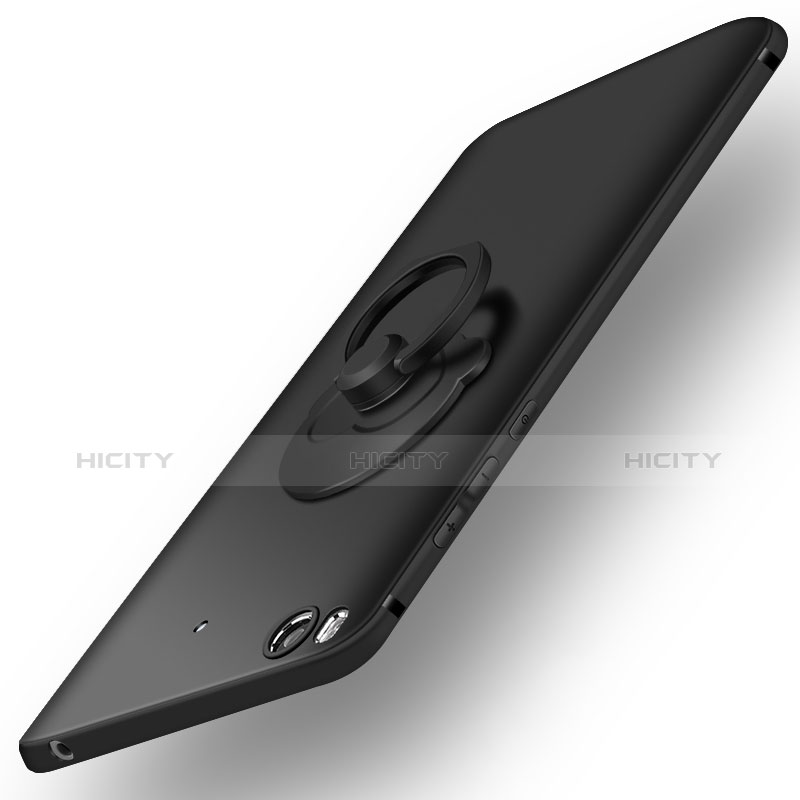 Custodia Plastica Rigida Opaca con Anello Supporto per Xiaomi Mi 5S 4G Nero