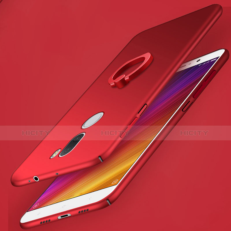 Custodia Plastica Rigida Opaca con Anello Supporto per Xiaomi Mi 5S Plus Rosso