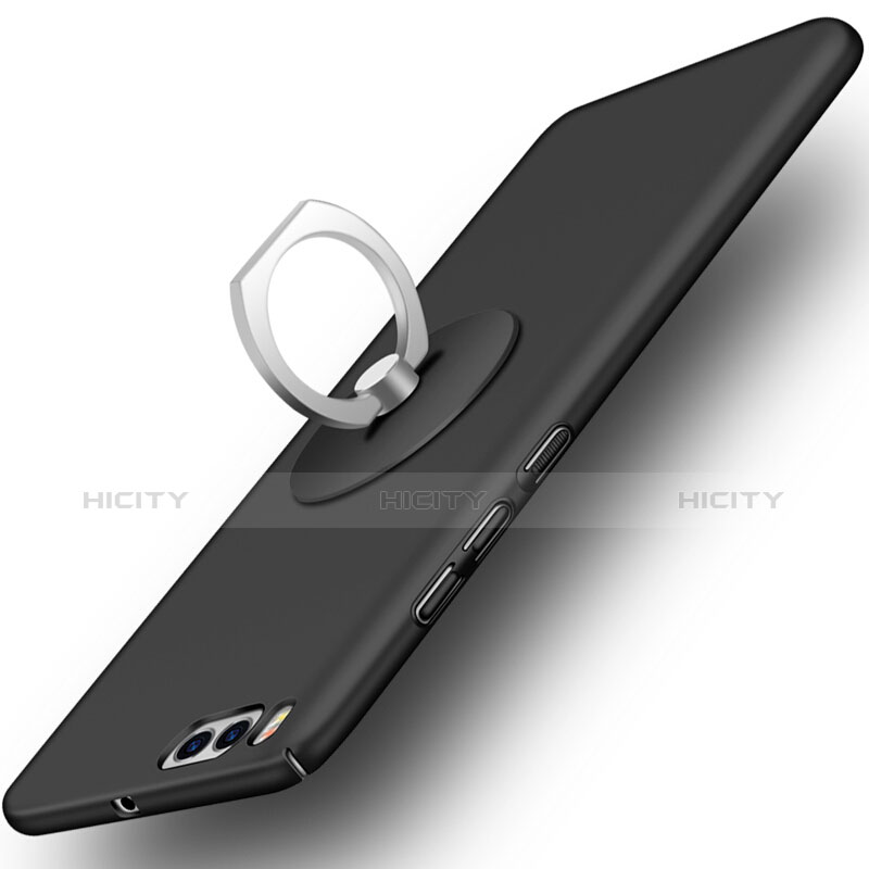 Custodia Plastica Rigida Opaca con Anello Supporto per Xiaomi Mi 6 Nero