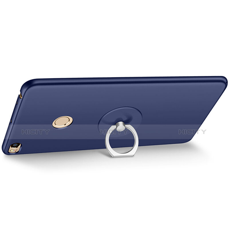 Custodia Plastica Rigida Opaca con Anello Supporto per Xiaomi Mi Max 2 Blu