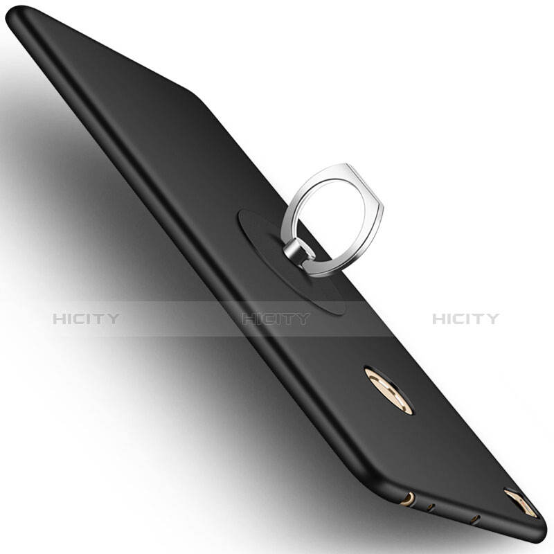 Custodia Plastica Rigida Opaca con Anello Supporto per Xiaomi Mi Max 2 Nero