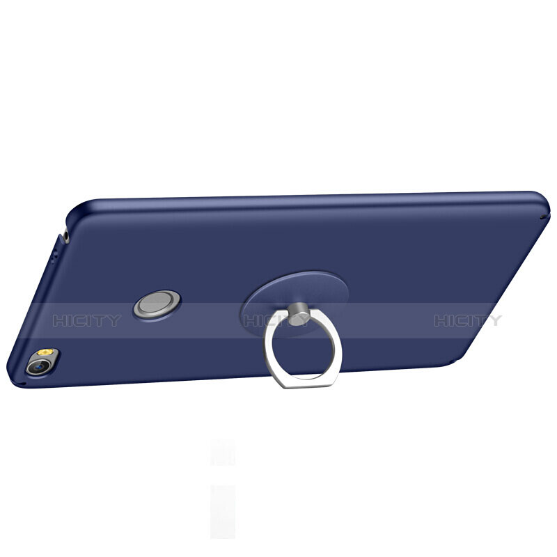Custodia Plastica Rigida Opaca con Anello Supporto per Xiaomi Mi Max Blu