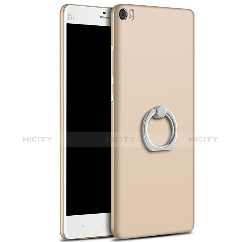 Custodia Plastica Rigida Opaca con Anello Supporto per Xiaomi Mi Note Oro