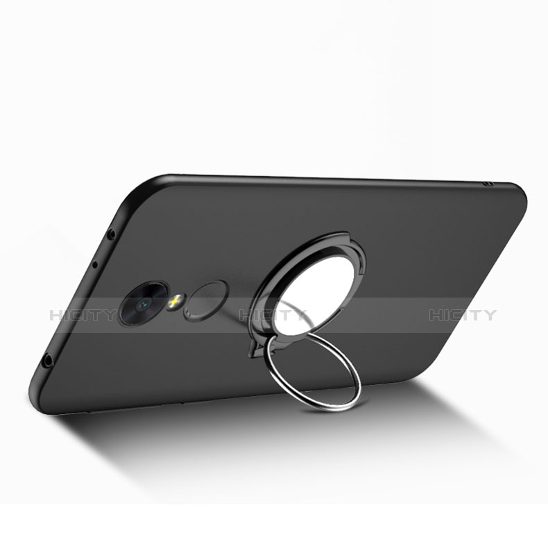 Custodia Plastica Rigida Opaca con Anello Supporto per Xiaomi Redmi 5 Nero