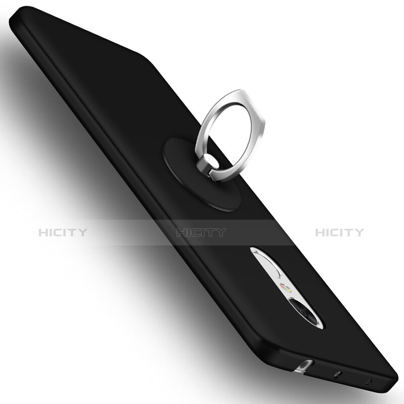 Custodia Plastica Rigida Opaca con Anello Supporto per Xiaomi Redmi Note 4 Nero