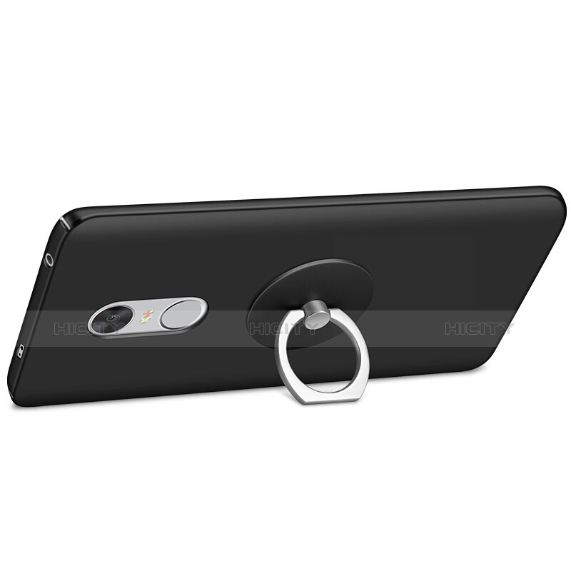 Custodia Plastica Rigida Opaca con Anello Supporto per Xiaomi Redmi Note 4 Standard Edition Nero