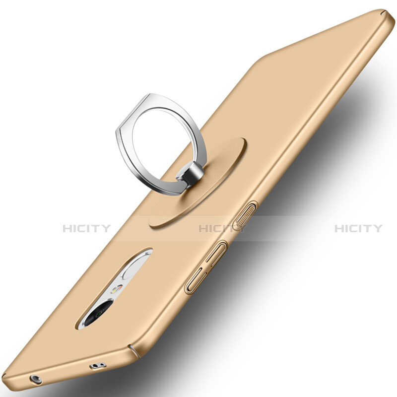 Custodia Plastica Rigida Opaca con Anello Supporto per Xiaomi Redmi Note 4 Standard Edition Oro
