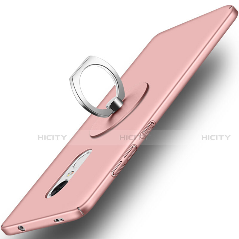 Custodia Plastica Rigida Opaca con Anello Supporto per Xiaomi Redmi Note 4 Standard Edition Oro Rosa