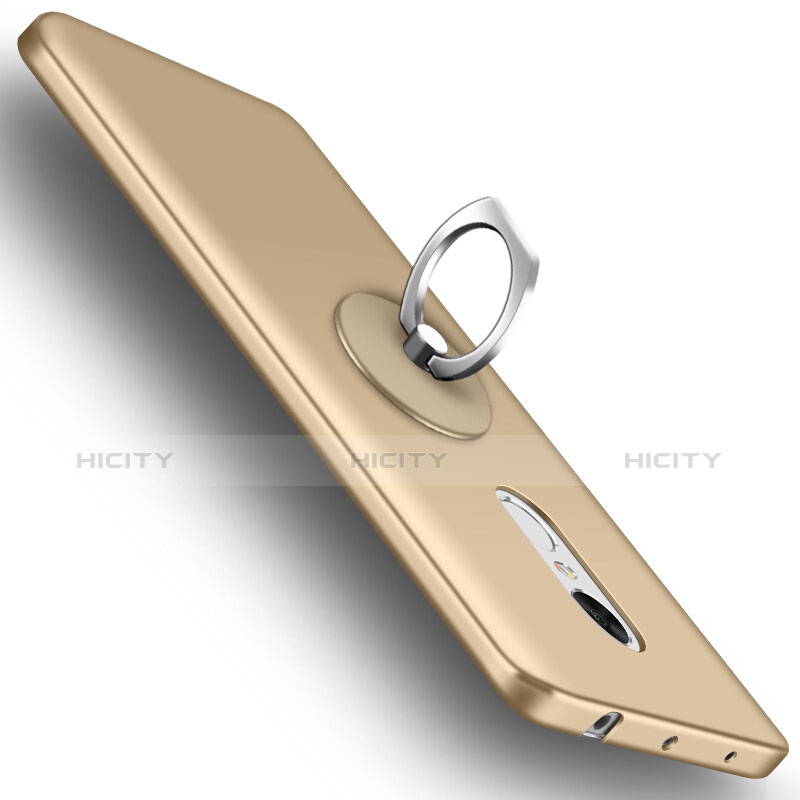 Custodia Plastica Rigida Opaca con Anello Supporto per Xiaomi Redmi Note 4X High Edition Oro