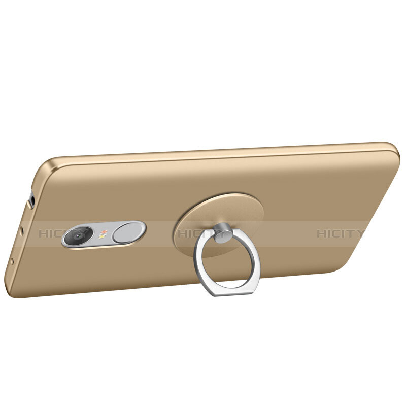 Custodia Plastica Rigida Opaca con Anello Supporto per Xiaomi Redmi Note 4X High Edition Oro