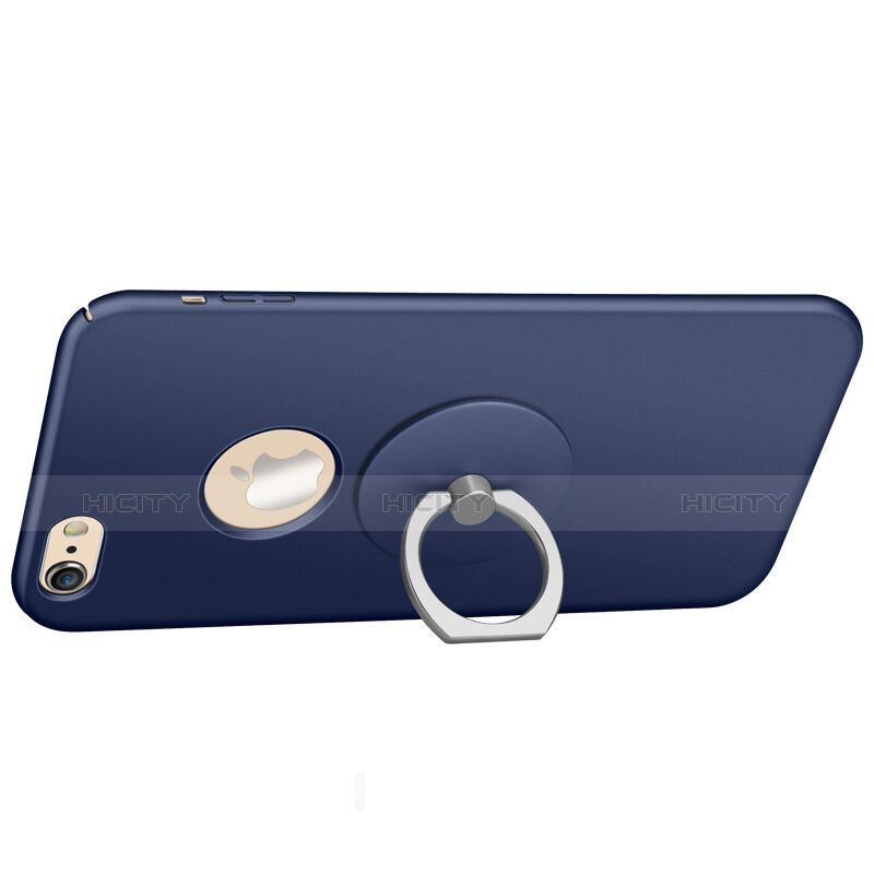 Custodia Plastica Rigida Opaca con Foro e Anello Supporto per Apple iPhone 6 Plus Blu