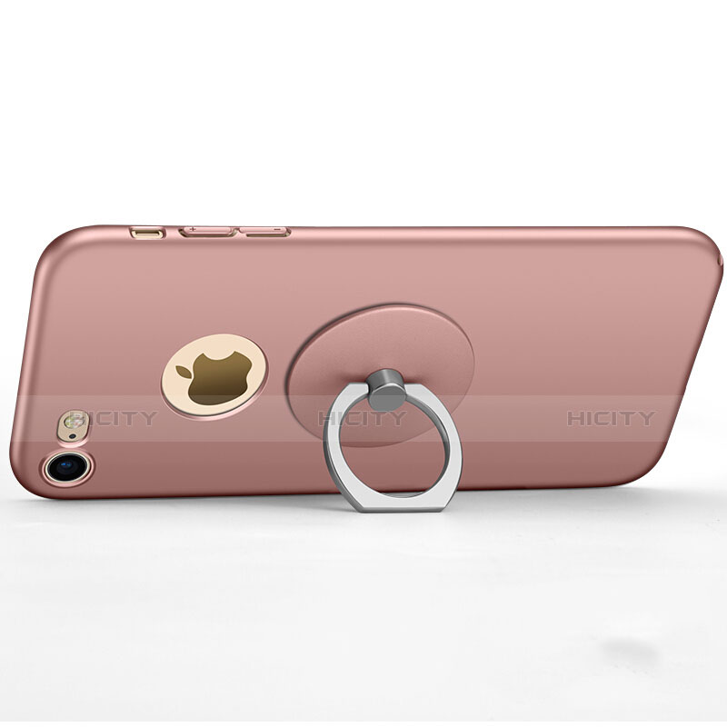 Custodia Plastica Rigida Opaca con Foro e Anello Supporto per Apple iPhone 8 Rosa