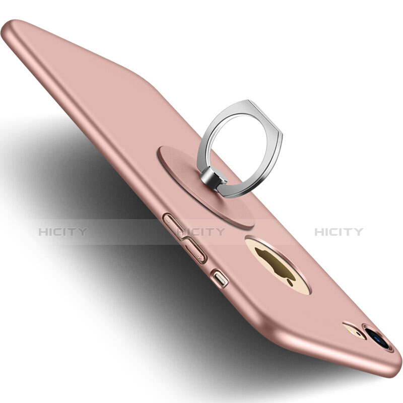 Custodia Plastica Rigida Opaca con Foro e Anello Supporto per Apple iPhone 8 Rosa