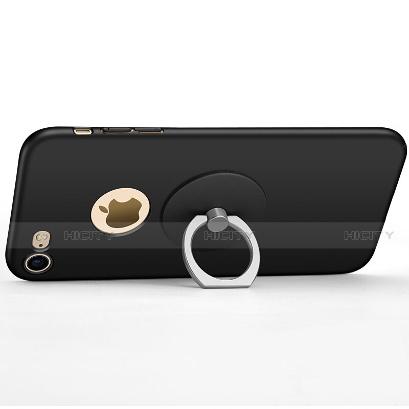Custodia Plastica Rigida Opaca con Foro e Anello Supporto per Apple iPhone SE (2020) Nero