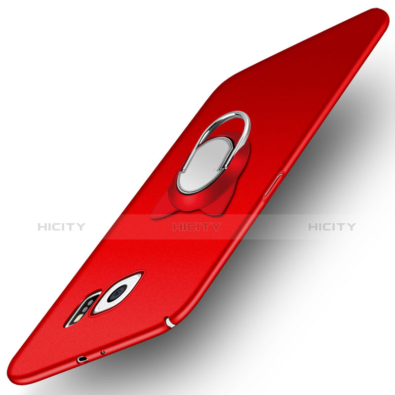 Custodia Plastica Rigida Opaca con Magnetico Anello Supporto per Samsung Galaxy S6 Duos SM-G920F G9200 Rosso