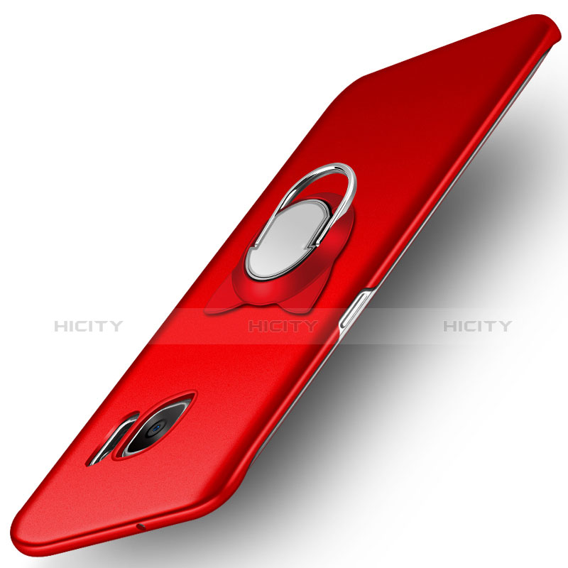 Custodia Plastica Rigida Opaca con Magnetico Anello Supporto per Samsung Galaxy S7 Edge G935F Rosso