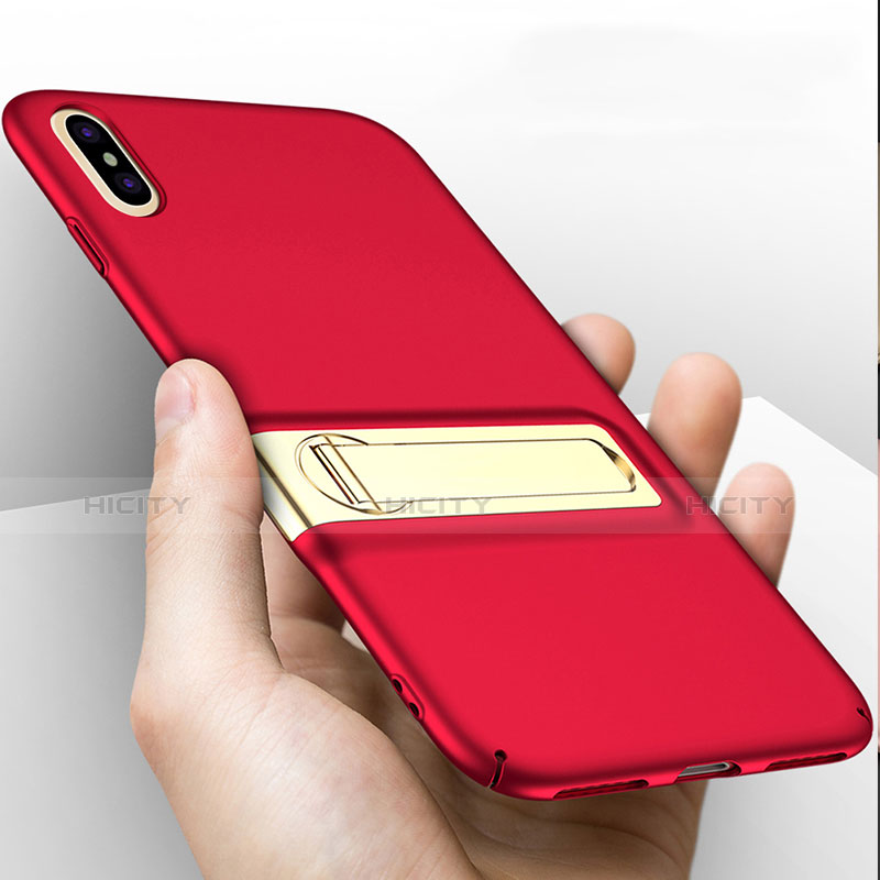 Custodia Plastica Rigida Opaca con Supporto per Apple iPhone Xs Rosso