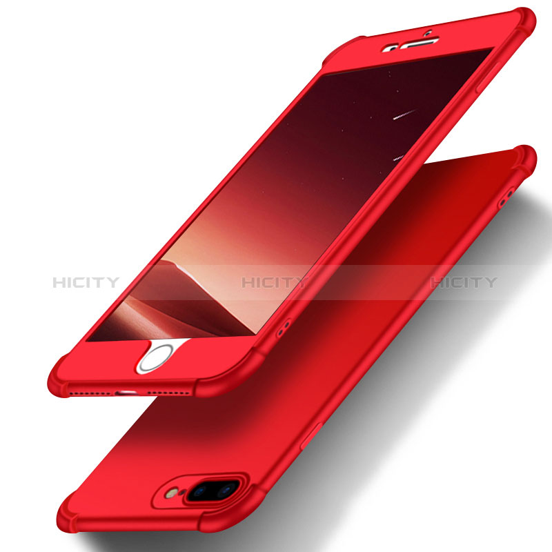 Custodia Plastica Rigida Opaca Fronte e Retro 360 Gradi D01 per Apple iPhone 8 Plus Rosso