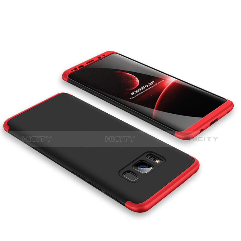 Custodia Plastica Rigida Opaca Fronte e Retro 360 Gradi M03 per Samsung Galaxy S8 Rosso e Nero