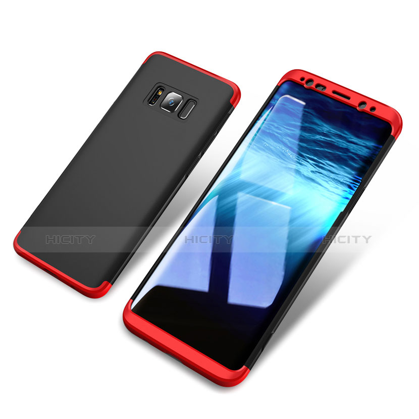 Custodia Plastica Rigida Opaca Fronte e Retro 360 Gradi M03 per Samsung Galaxy S8 Rosso e Nero
