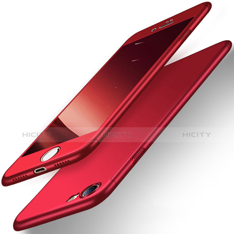 Custodia Plastica Rigida Opaca Fronte e Retro 360 Gradi per Apple iPhone 7 Rosso
