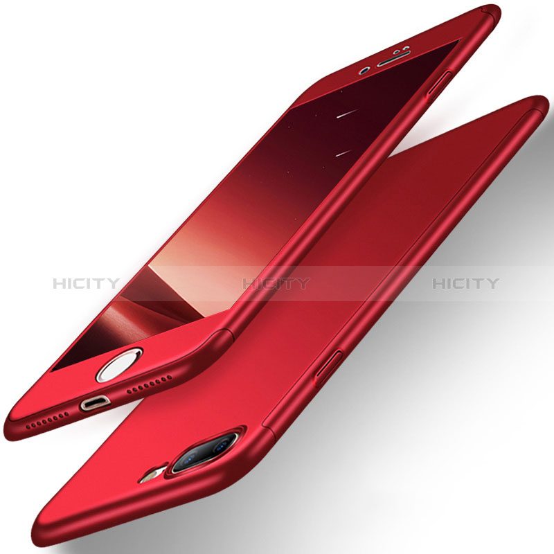 Custodia Plastica Rigida Opaca Fronte e Retro 360 Gradi Q01 per Apple iPhone 8 Plus Rosso