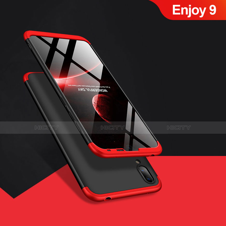 Custodia Plastica Rigida Opaca Fronte e Retro 360 Gradi Q01 per Huawei Enjoy 9 Rosso e Nero