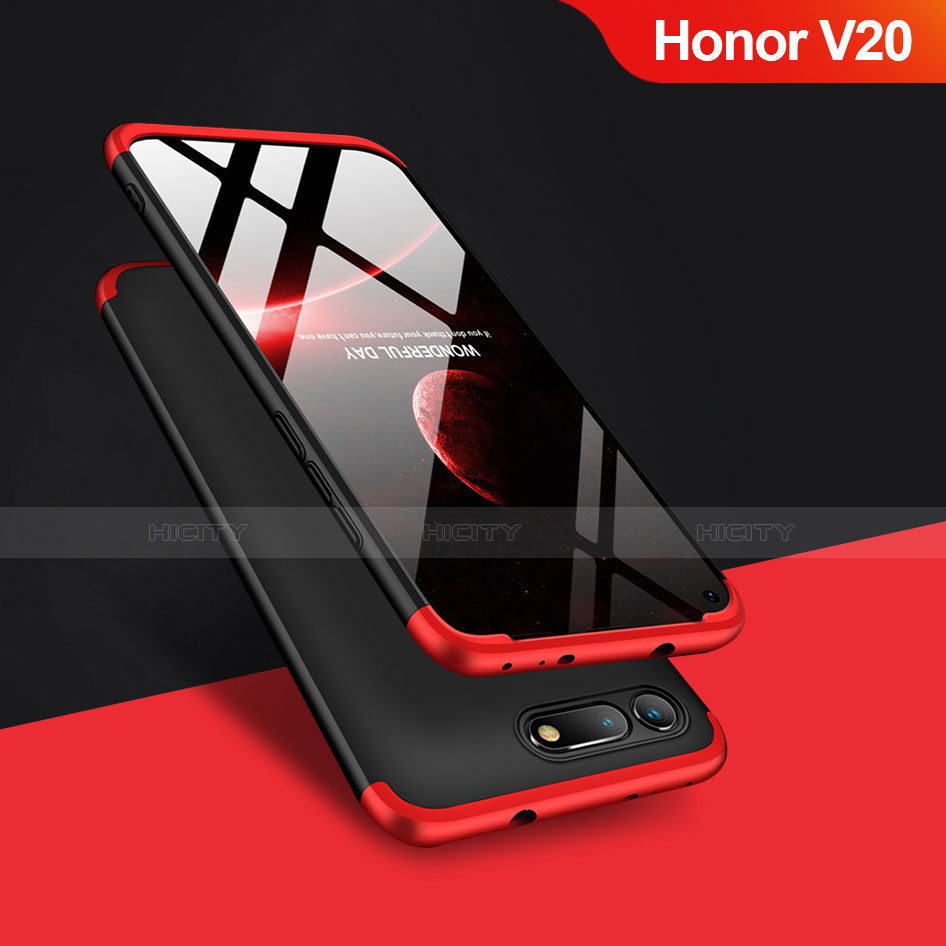 Custodia Plastica Rigida Opaca Fronte e Retro 360 Gradi Q01 per Huawei Honor V20 Rosso e Nero