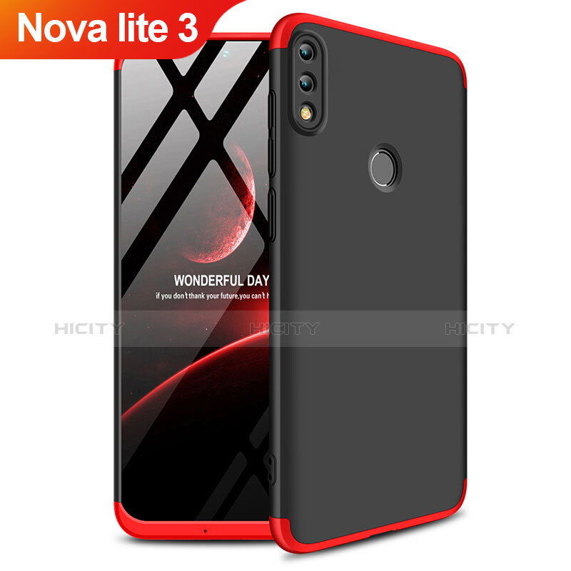 Custodia Plastica Rigida Opaca Fronte e Retro 360 Gradi Q01 per Huawei Nova Lite 3 Rosso e Nero