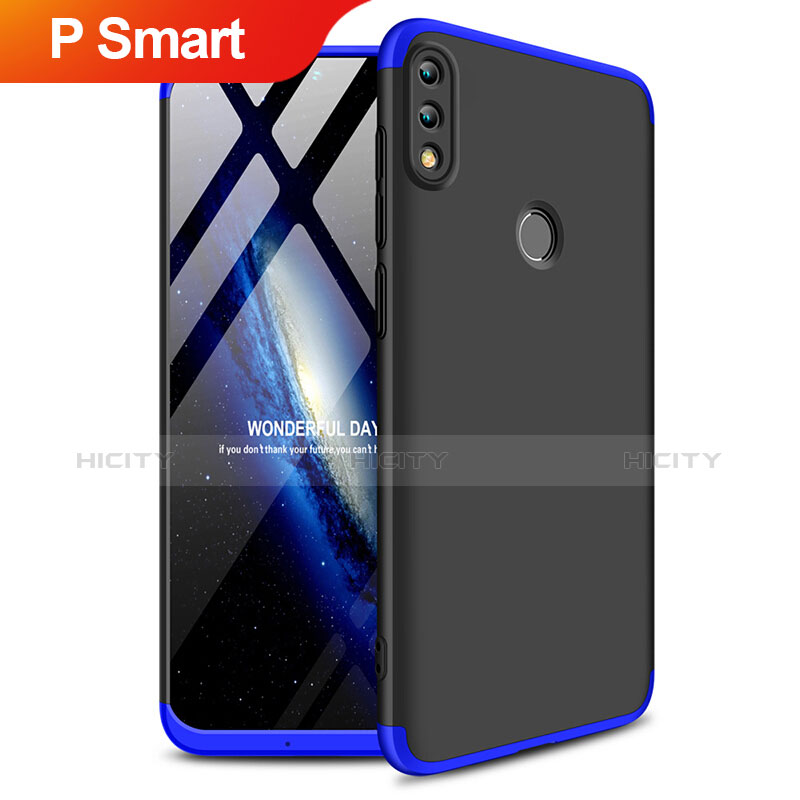 Custodia Plastica Rigida Opaca Fronte e Retro 360 Gradi Q01 per Huawei P Smart (2019) Blu e Nero