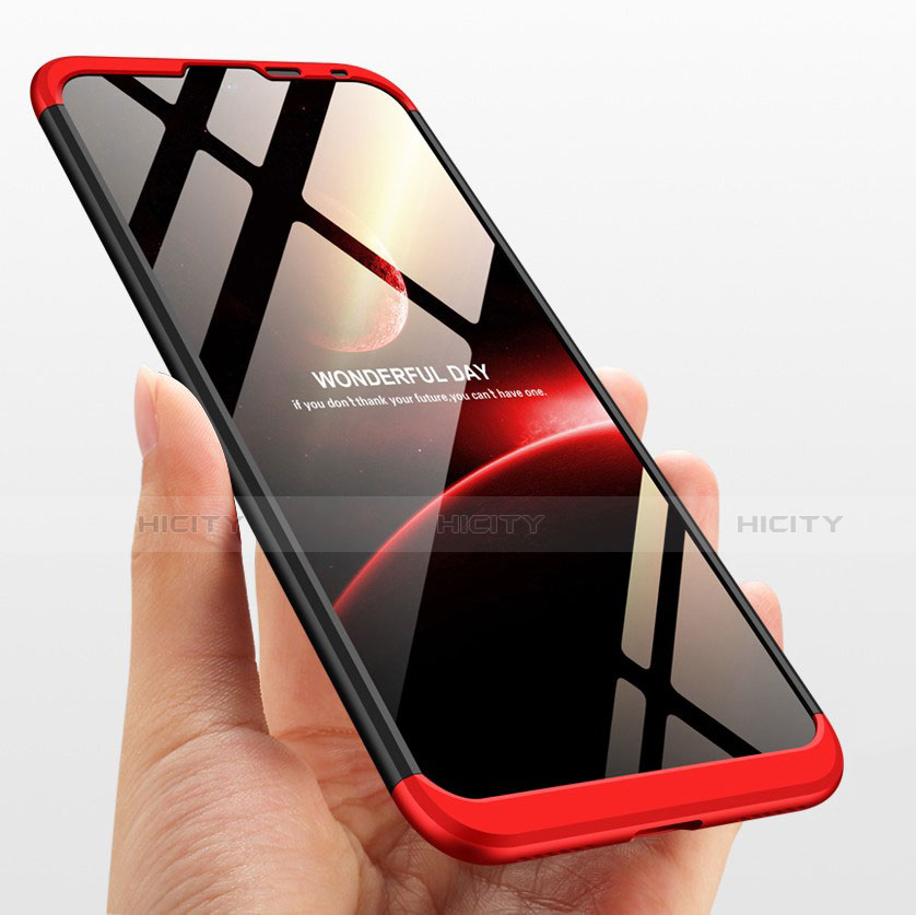 Custodia Plastica Rigida Opaca Fronte e Retro 360 Gradi Q01 per Huawei Y7 (2019) Rosso e Nero