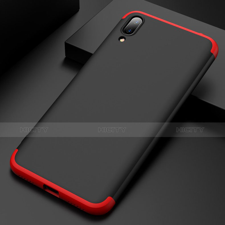 Custodia Plastica Rigida Opaca Fronte e Retro 360 Gradi Q01 per Huawei Y7 Pro (2019) Rosso e Nero