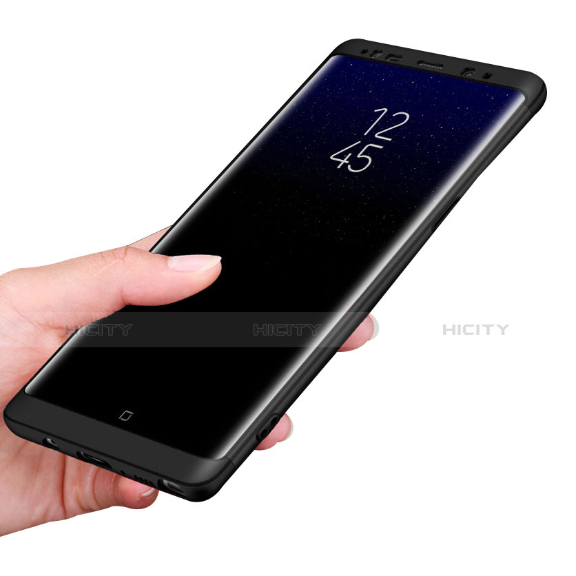 Custodia Plastica Rigida Opaca Fronte e Retro 360 Gradi Q01 per Samsung Galaxy Note 8 Duos N950F Nero