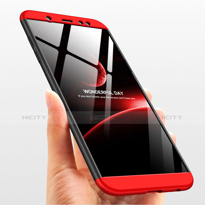 Custodia Plastica Rigida Opaca Fronte e Retro 360 Gradi Q02 per Samsung Galaxy A9 Star Lite Rosso e Nero