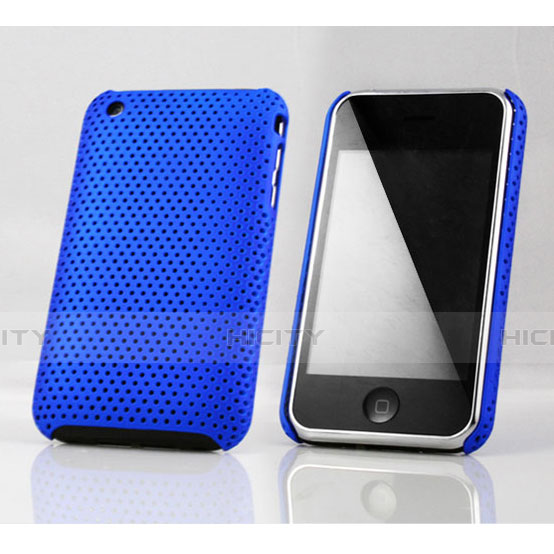 Custodia Plastica Rigida Perforato per Apple iPhone 3G 3GS Blu