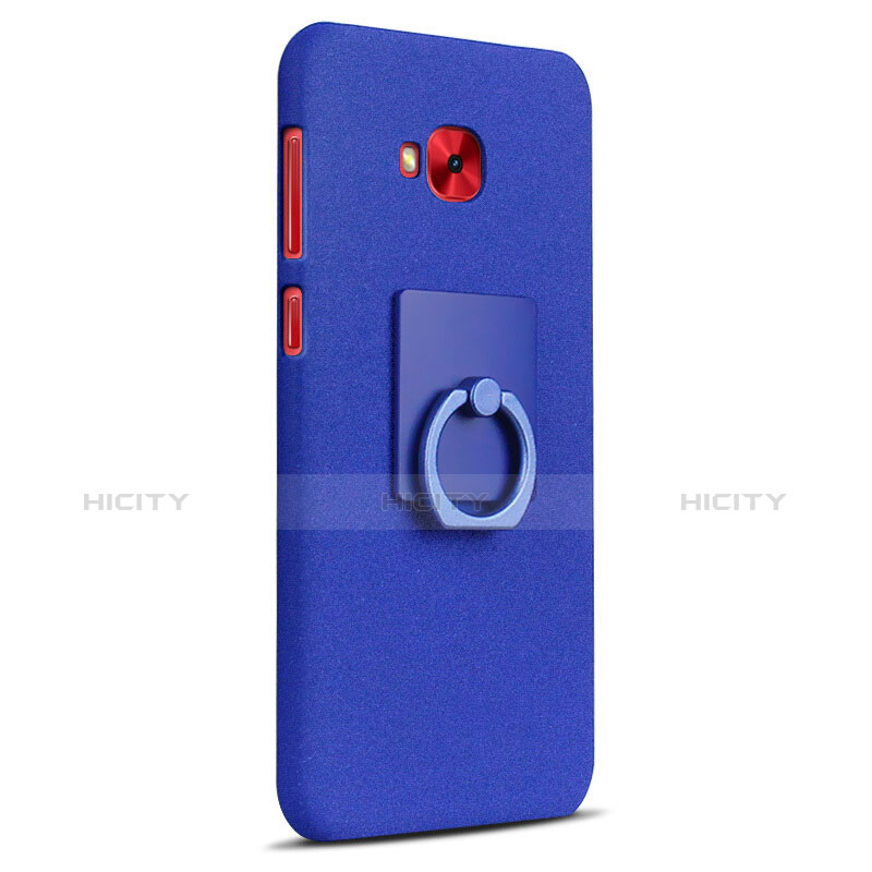 Custodia Plastica Rigida Sabbie Mobili con Anello Supporto per Asus Zenfone 4 Selfie Pro Blu