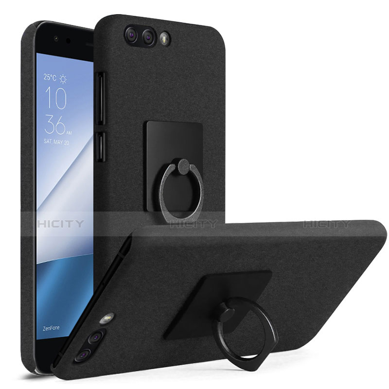 Custodia Plastica Rigida Sabbie Mobili con Anello Supporto per Asus Zenfone 4 ZE554KL Nero