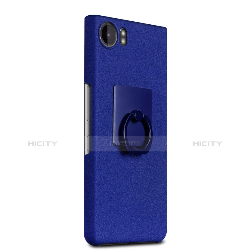 Custodia Plastica Rigida Sabbie Mobili con Anello Supporto per Blackberry KEYone Blu