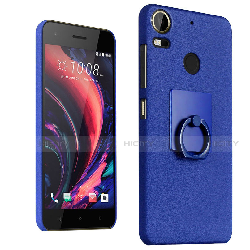 Custodia Plastica Rigida Sabbie Mobili con Anello Supporto per HTC Desire 10 Pro Blu