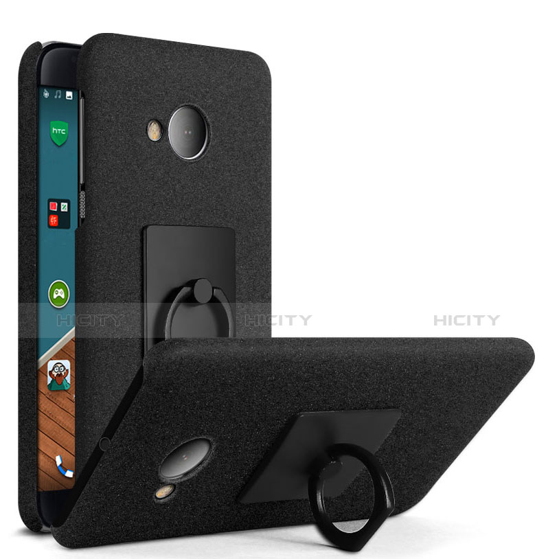 Custodia Plastica Rigida Sabbie Mobili con Anello Supporto per HTC U Play Nero