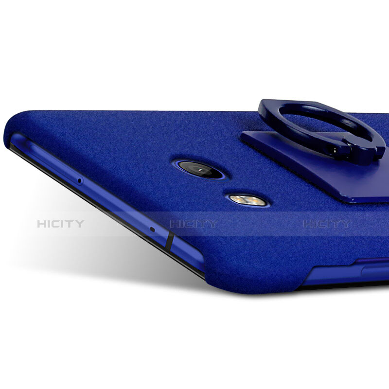 Custodia Plastica Rigida Sabbie Mobili con Anello Supporto per HTC U11 Blu