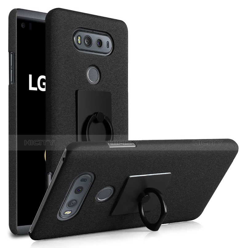 Custodia Plastica Rigida Sabbie Mobili con Anello Supporto per LG V20 Nero