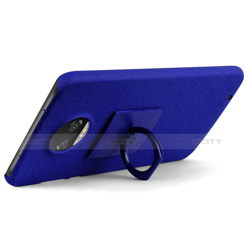 Custodia Plastica Rigida Sabbie Mobili con Anello Supporto per Motorola Moto Z2 Force Blu