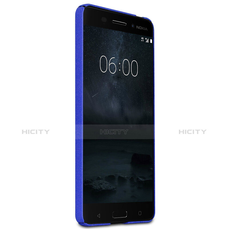 Custodia Plastica Rigida Sabbie Mobili con Anello Supporto per Nokia 6 Blu
