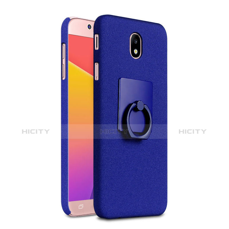 Custodia Plastica Rigida Sabbie Mobili con Anello Supporto per Samsung Galaxy J7 (2017) Duos J730F Blu