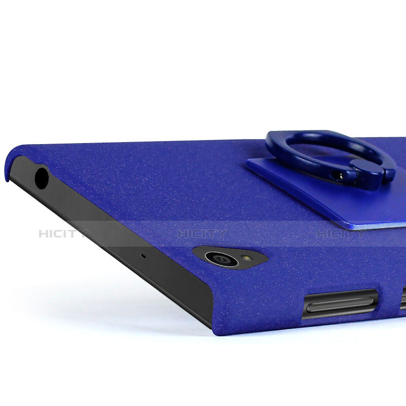 Custodia Plastica Rigida Sabbie Mobili con Anello Supporto per Sony Xperia L1 Blu
