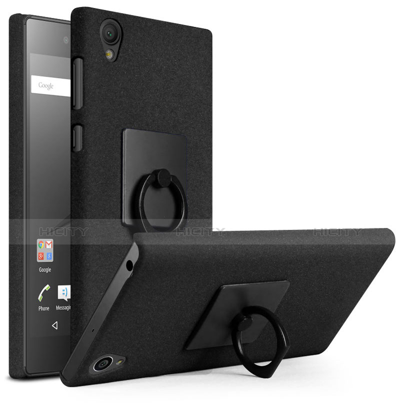 Custodia Plastica Rigida Sabbie Mobili con Anello Supporto per Sony Xperia L1 Nero