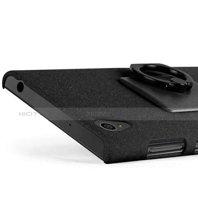 Custodia Plastica Rigida Sabbie Mobili con Anello Supporto per Sony Xperia L1 Nero