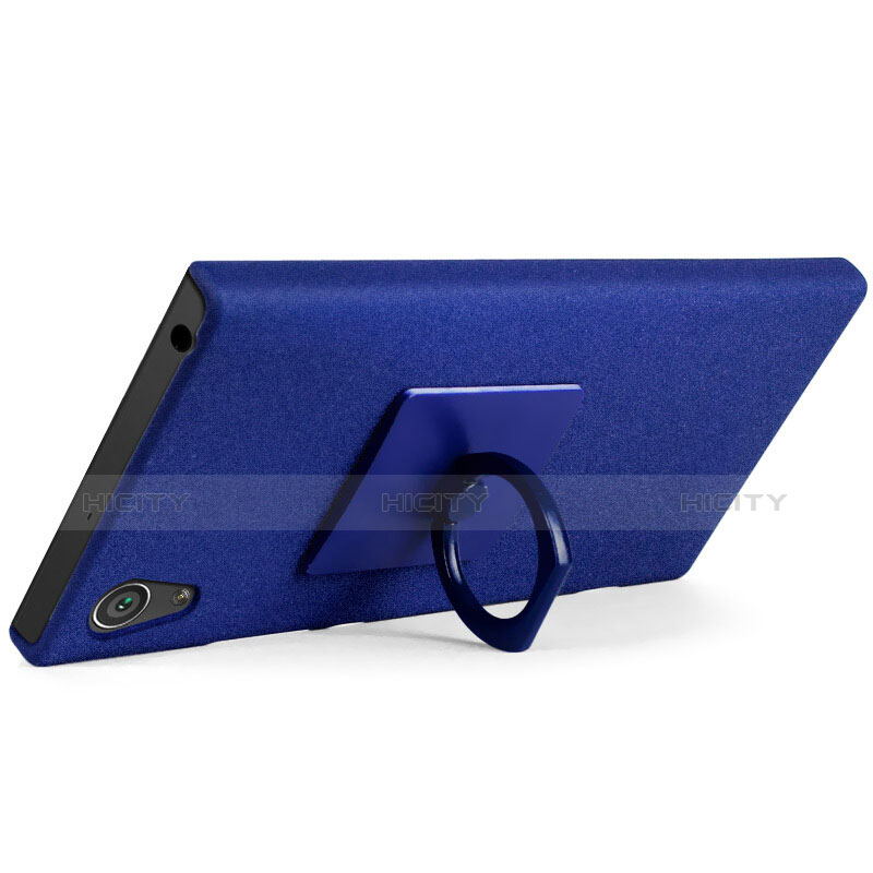 Custodia Plastica Rigida Sabbie Mobili con Anello Supporto per Sony Xperia XA1 Blu